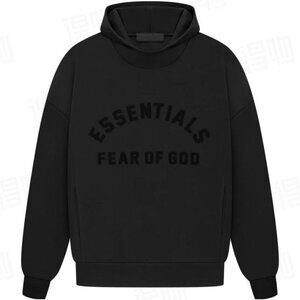 Fear of God Essentials Black Hoodie | Oversized Pullover Sweatshirt | Minimal St